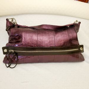 Cocomojo Purple Leather Zipper Bag